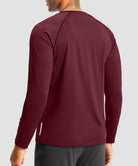 men's thermal base layer long sleeve in wine - back view