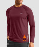 men's thermal base layer long sleeve in wine - front view