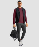 men's thermal base layer long sleeve in wine - side view