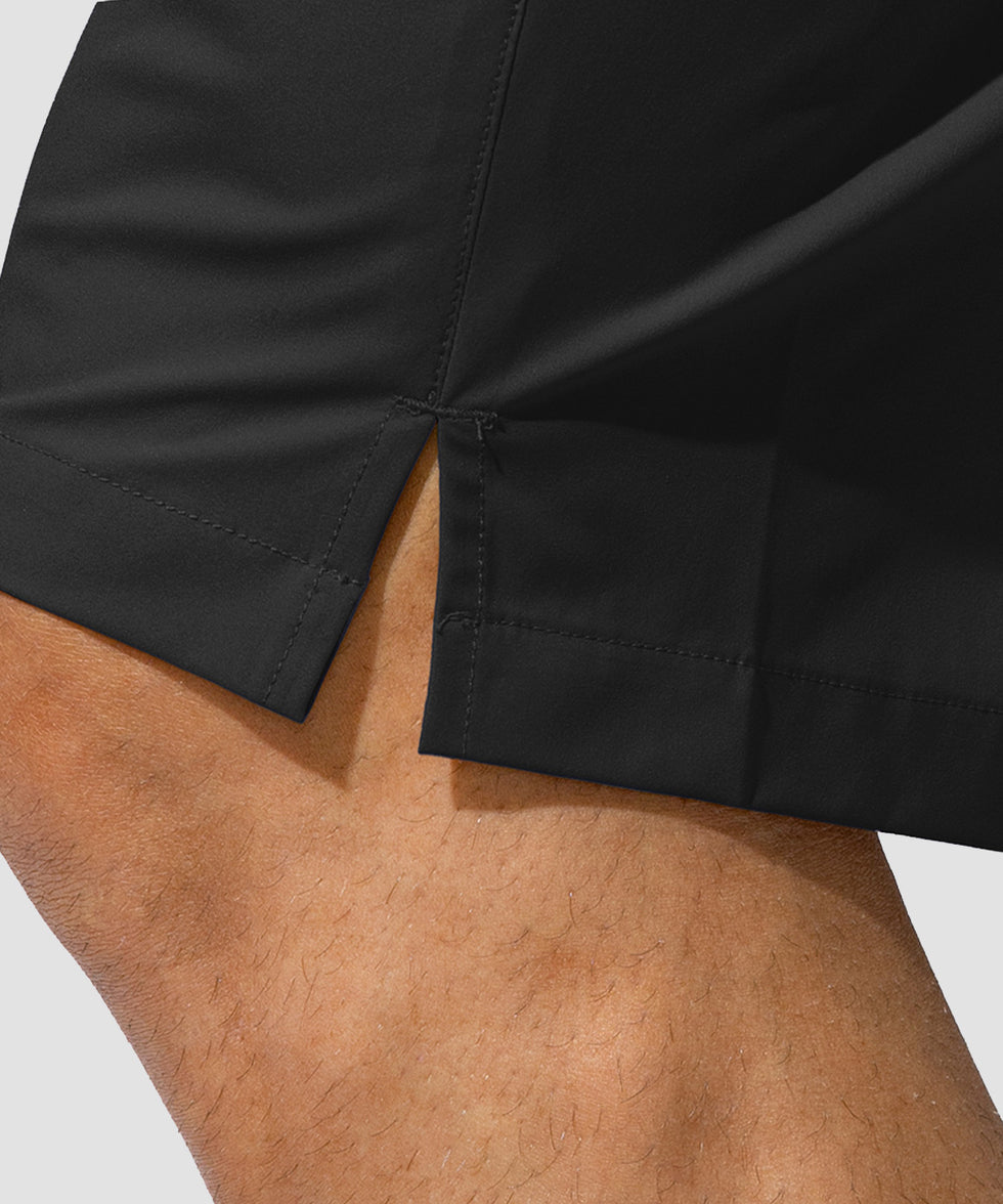 men's uv protection board shorts 9'' in black - hem detail view
