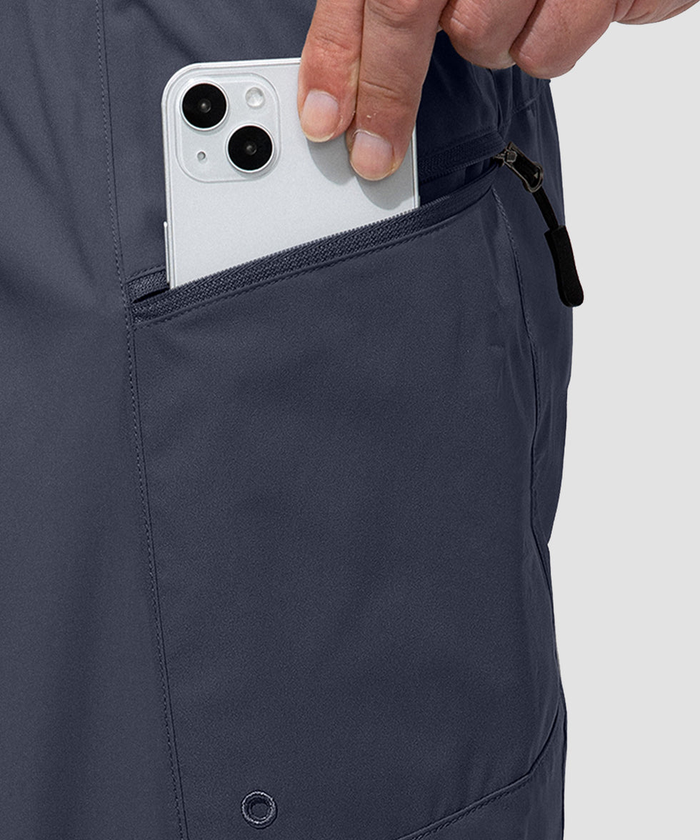 men's uv protection board shorts 9'' in dusty blue - pocket detail view