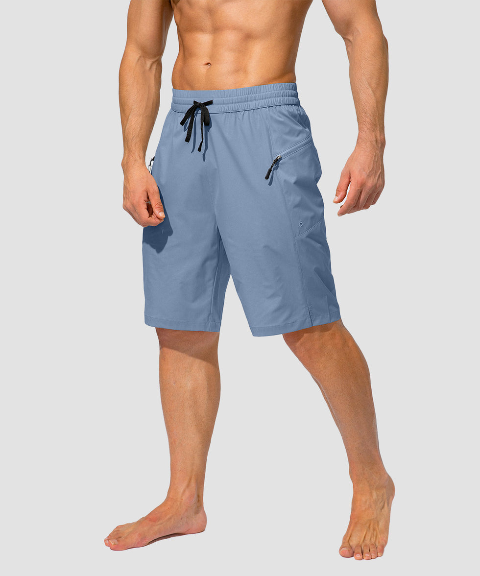 men's uv protection board shorts 9'' in gray blue - front view