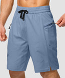 men's uv protection board shorts 9'' in gray blue - zip pocket detail view