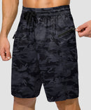 men's uv protection board shorts 9'' in gray camo - pocket detail view
