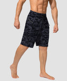 men's uv protection board shorts 9'' in gray camo - side view