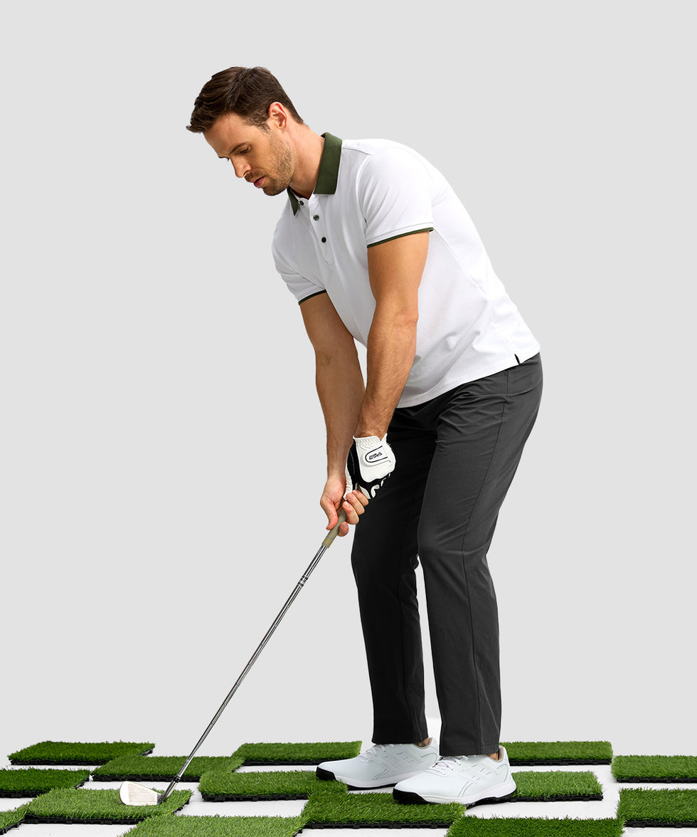 men's uv protection button-up golf pants in black - side view