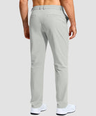 men's uv protection button-up golf pants in bright grey - back view