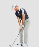 men's uv protection button-up golf pants in bright grey - front view