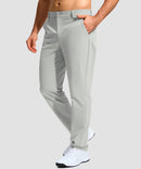 men's uv protection button-up golf pants in bright grey - side view