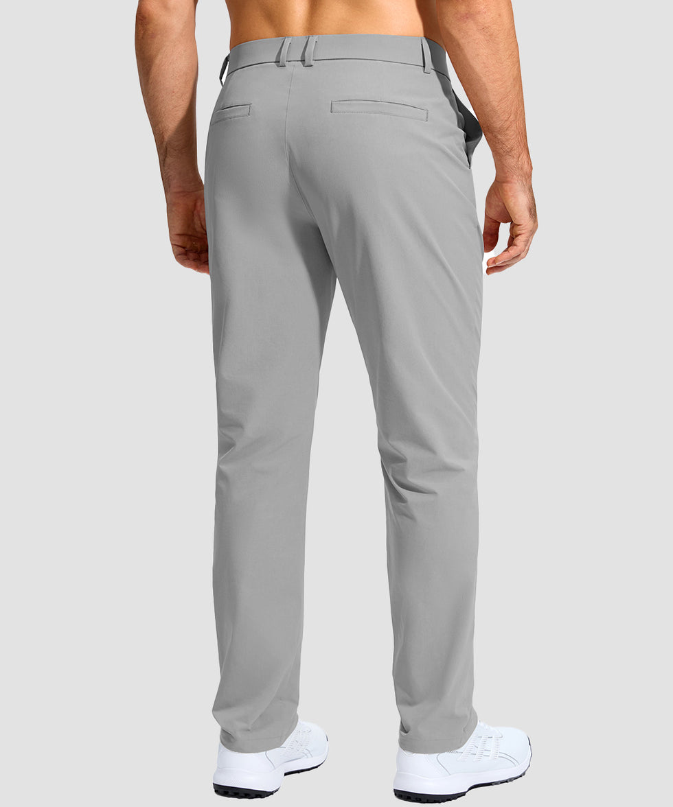 men's uv protection button-up golf pants in cloudy gray - back view