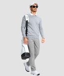 men's uv protection button-up golf pants in cloudy gray - front view