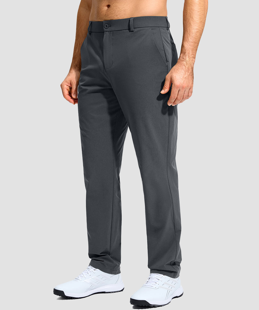 men's uv protection button-up golf pants in dark gray - side view