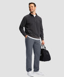 men's uv protection button-up golf pants in dusty blue - front view