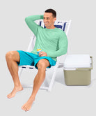 men's uv protection grid-textured long sleeve in mint green - matching outfits view