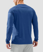 men's uv protection reflective long sleeve in blue - back view