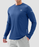 men's uv protection reflective long sleeve in blue - front view