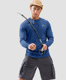 men's uv protection reflective long sleeve in blue - side view