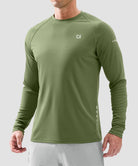 men's uv protection reflective long sleeve in bronze green - front view