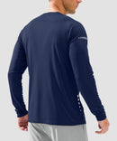 men's uv protection reflective long sleeve in dark blue - back view