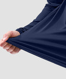 men's uv protection reflective long sleeve in dark blue - fabric detail