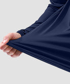 men's uv protection reflective long sleeve in dark blue - fabric detail