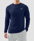 men's uv protection reflective long sleeve in dark blue - front view