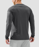 men's uv protection reflective long sleeve in dark gray - back view