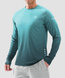 men's uv protection reflective long sleeve in gradient gray blue - front view