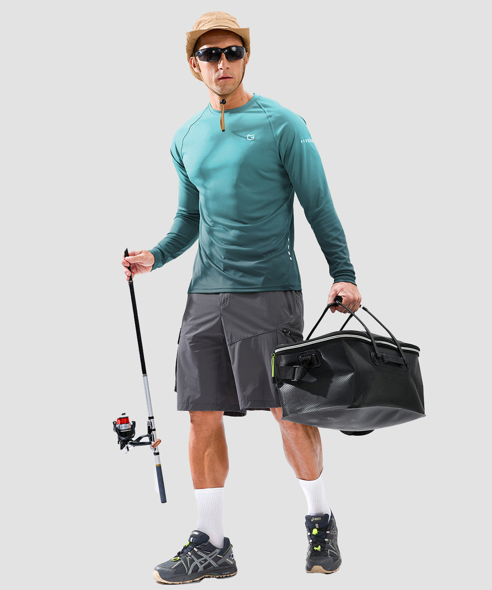 men's uv protection reflective long sleeve in gradient gray blue - matching outfits view 1