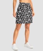 mesh-lined long golf skirt in black floral - side view