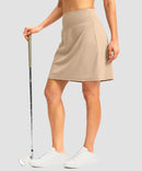 mesh-lined long golf skirt in light khaki - side view