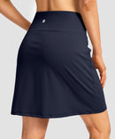 mesh-lined long golf skirt in navy - back view