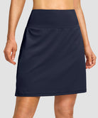 mesh-lined long golf skirt in navy - front view