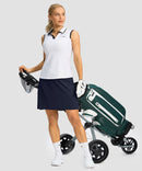 mesh-lined long golf skirt in navy - matching outfits view