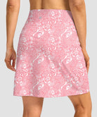 mesh-lined long golf skirt in pink paisley - back view