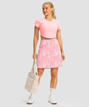 mesh-lined long golf skirt in pink paisley - matching outfits view