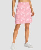 mesh-lined long golf skirt in pink paisley - side view