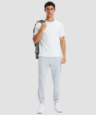 mid-rise heavyweight joggers in grayish white - front view