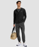 mid-rise heavyweight joggers in heather charcoal - front view