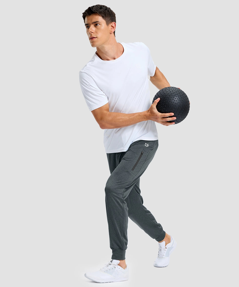 mid-rise heavyweight joggers in heather gray - front view
