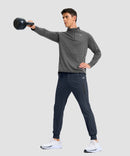mid-rise heavyweight joggers in navy - front view