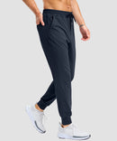 mid-rise heavyweight joggers in navy - side view
