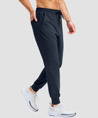 mid-rise heavyweight joggers in navy - side view