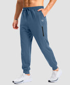 mid-rise heavyweight joggers in slate blue - pocket details view