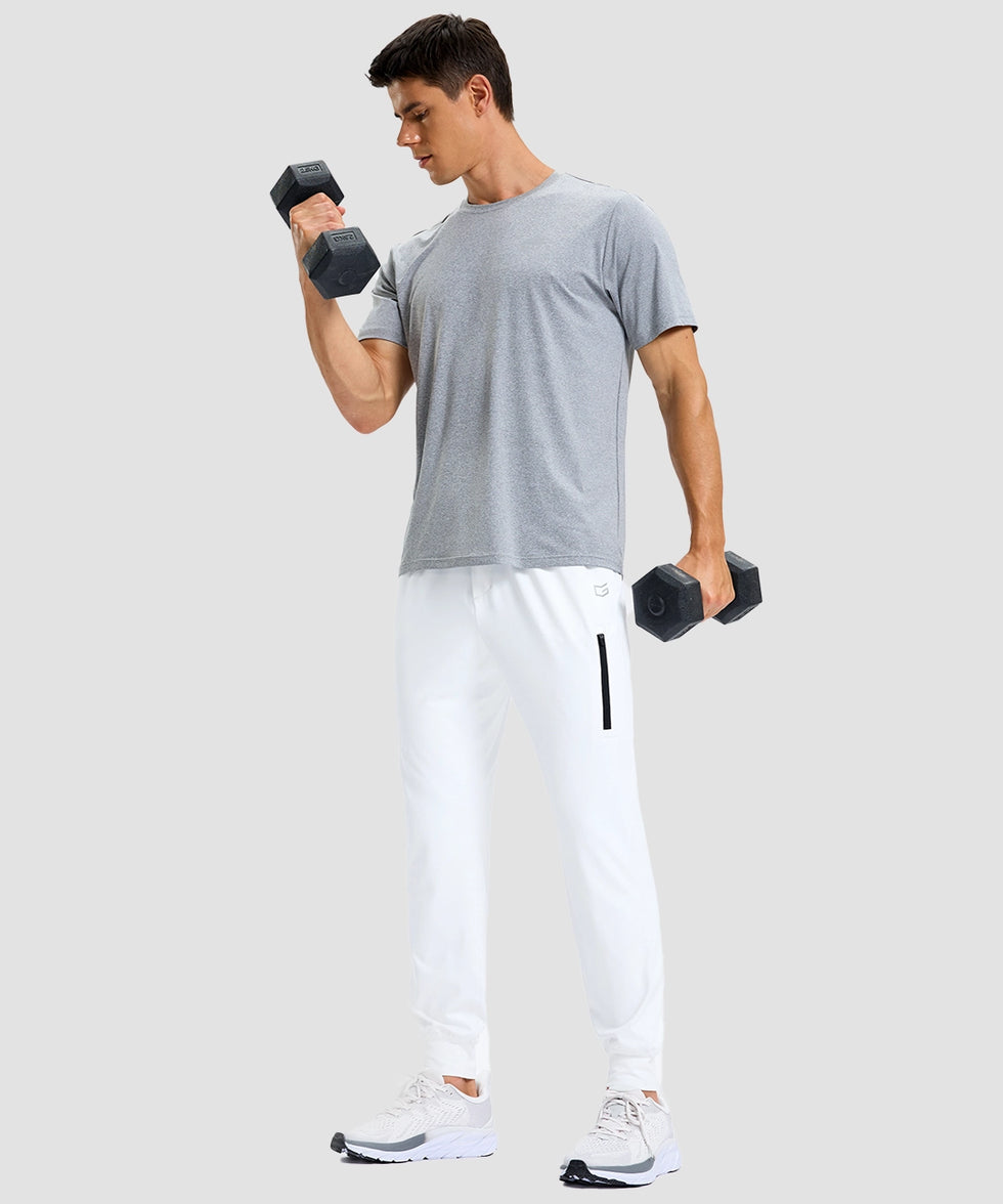 mid-rise heavyweight joggers in white - side view