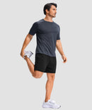 moisture wicking athletic sweat shorts in black - on model view
