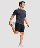 moisture wicking athletic sweat shorts in black - on model view