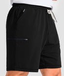 moisture wicking athletic sweat shorts in black - side view
