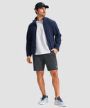 moisture wicking athletic sweat shorts in heather gray - on model view