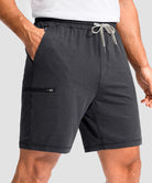 moisture wicking athletic sweat shorts in heather gray - pocket detail view